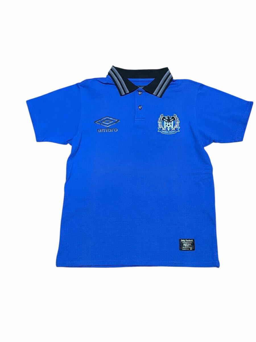 【サッカー】ガンバ大阪 ポロシャツ Mサイズ 青 アンブロ拍卖