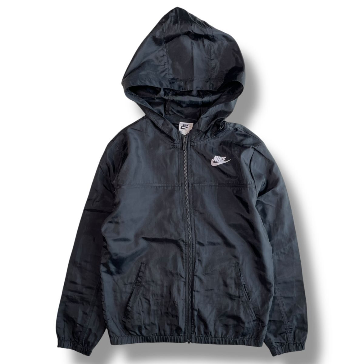 国内正規品★ NIKE ナイキ レディース ジップアップ ウィンドブレーカー ジャケット 黒 L フード付き ロゴ刺繍 ジャージ マラソン ウェア拍卖