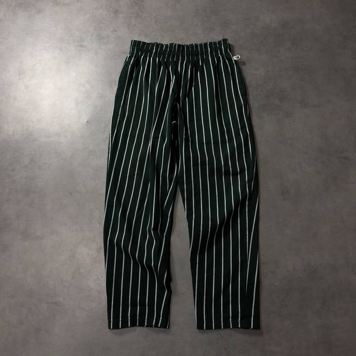 GQ3752◇Cookman:シェフパンツ◇M◇ダークグリーン系 ストライプ柄拍卖