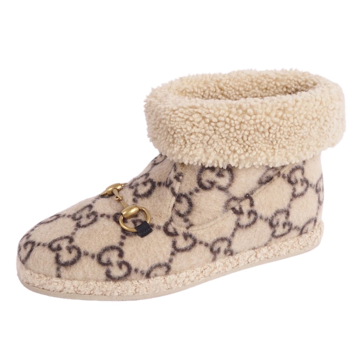 未使用 グッチ GUCCI ブーツ ショートブーツ ムートン ホースビット GG柄 シューズ 靴 レディース 35(22cm相当)ベージュ ce09on-rm20e33526拍卖