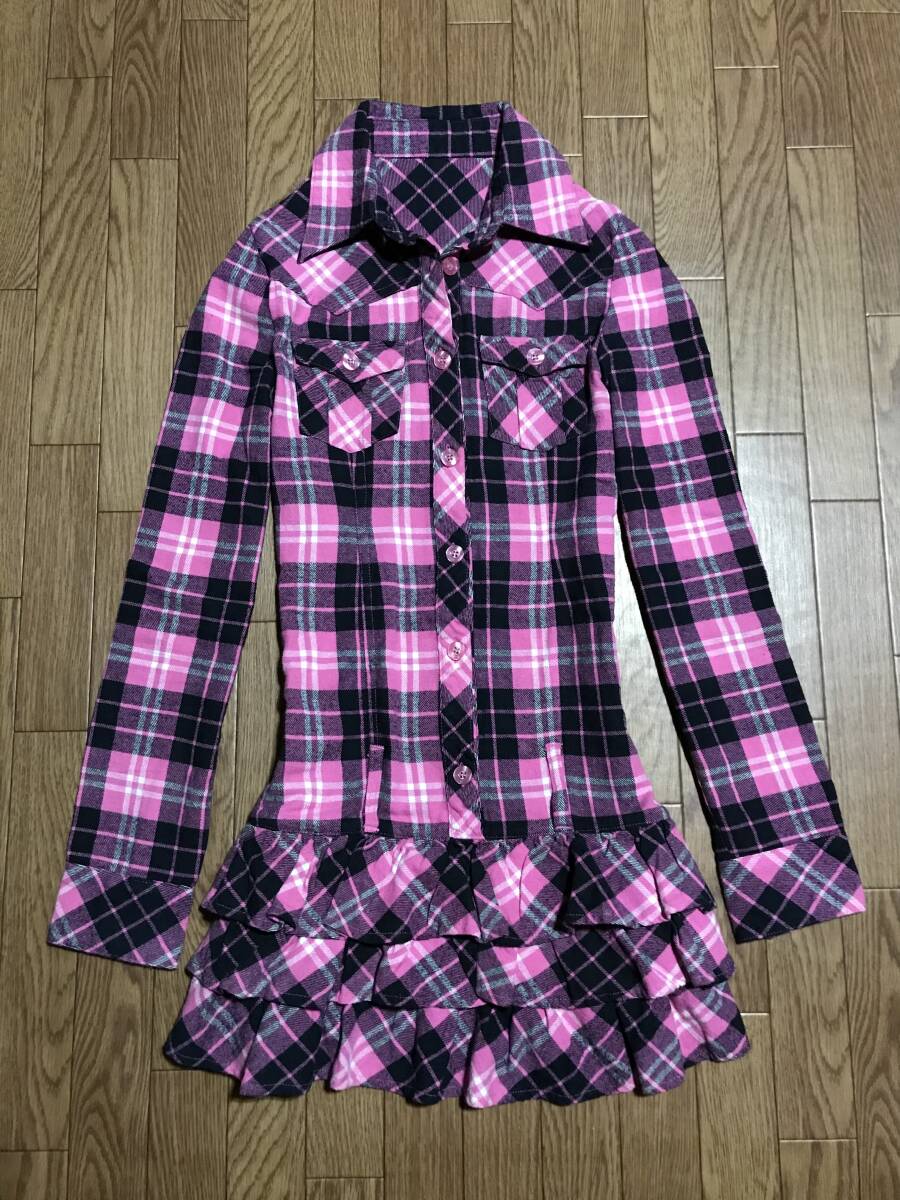 ★新品未使用★夢展望★タータンチェック柄 3段ティアードワンピース★ピンク★平成ギャル★希少 レア 拍卖