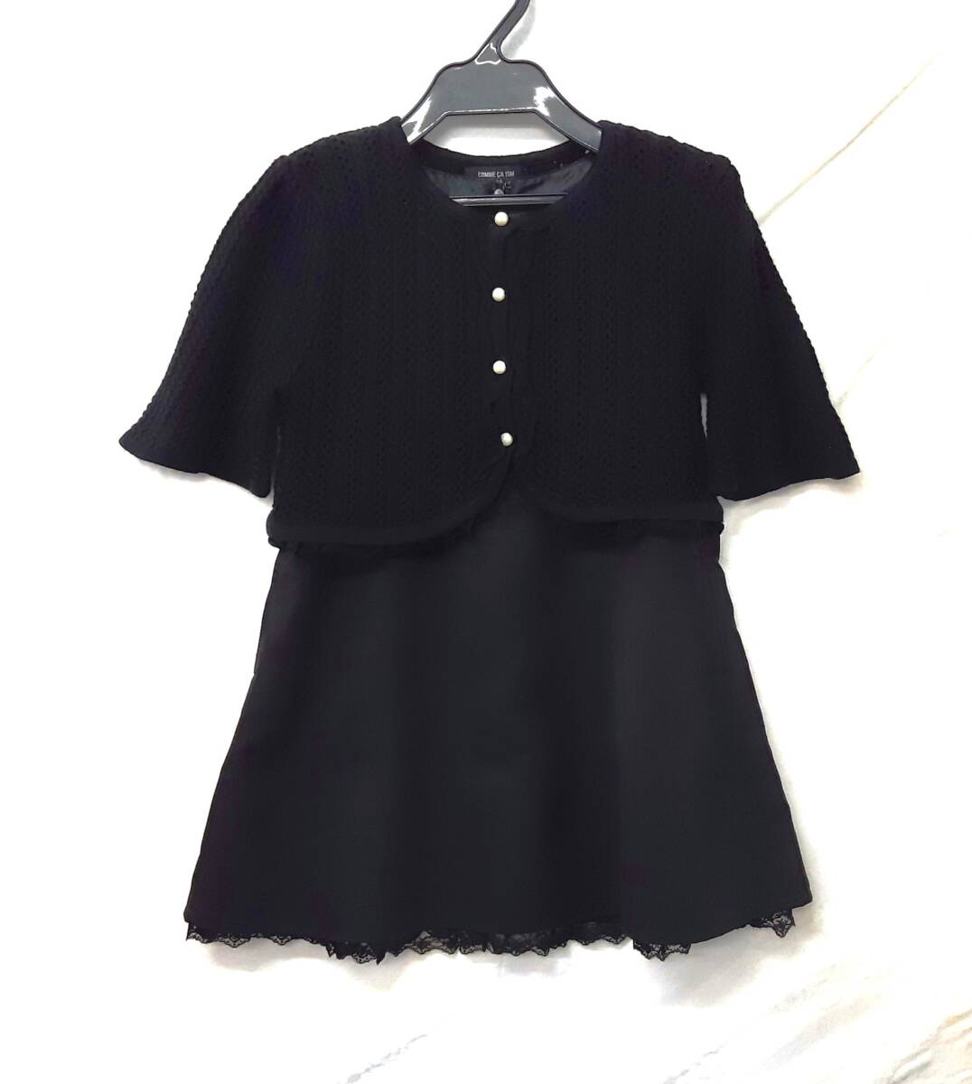 【菊水-648】コムサイズム COMME CA ISM/ノースリーブ ワンピース(120A) & カーディガン(130A) セットアップ/キッズ/ブラック(SK) 拍卖