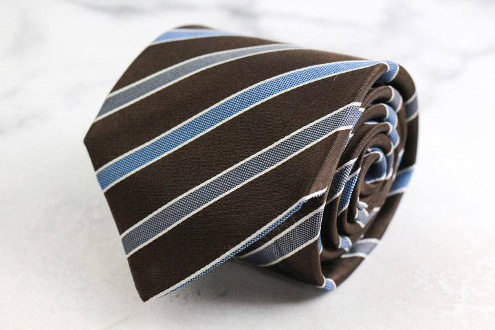 ルイジボレッリ ブランド ネクタイ シルク ストライプ柄 PO メンズ ブラウン LUIGI BORRELLI ナポリ一流老舗拍卖