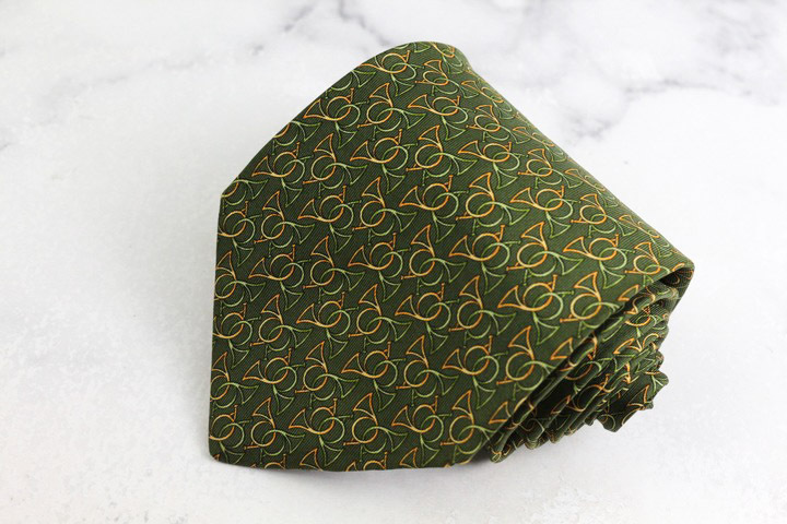 サルヴァトーレフェラガモ ブランドネクタイ 総柄 パネル柄 シルク イタリア製 PO メンズ カーキ Salvatore Ferragamo拍卖