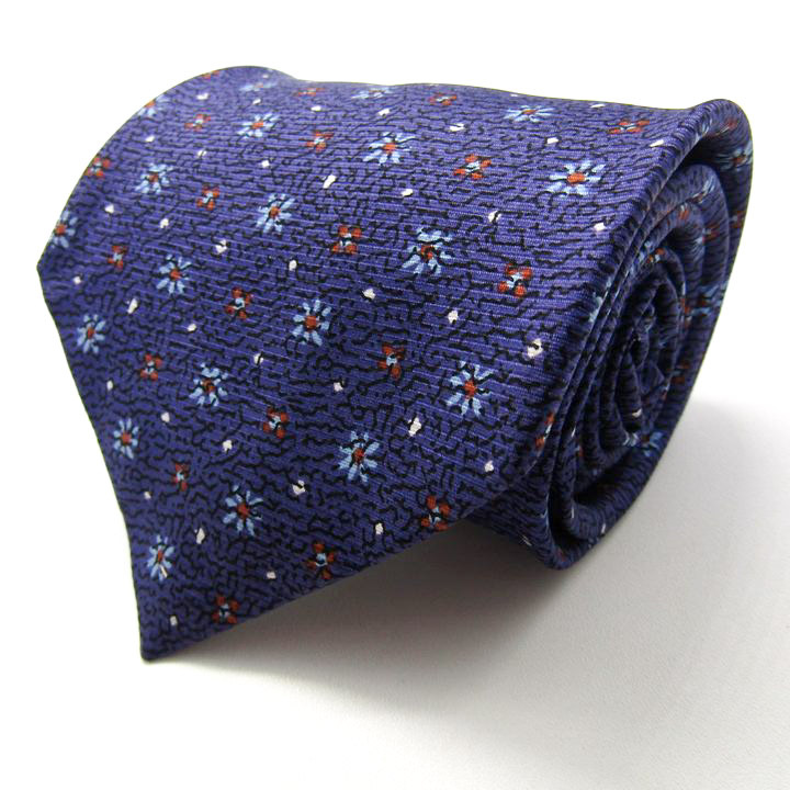 ポールスミス ブランド ネクタイ 総柄 ドット 花柄 シルク イングランド製 PO メンズ ネイビー Paul Smith拍卖