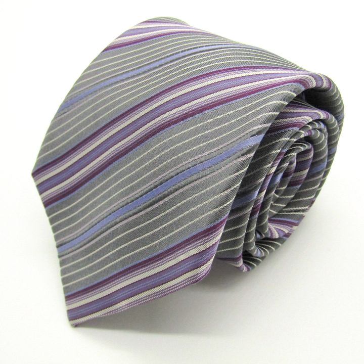 マリクレール ブランド ネクタイ ストライプ柄 シルク PO メンズ グレー mariclaire拍卖