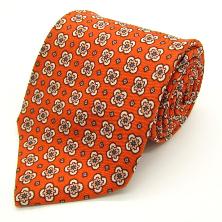 ルイジボレッリ ブランド ネクタイ 小紋柄 花柄 シルク イタリア製 PO メンズ オレンジ LUIGI BORRELLI ナポリ一流老舗拍卖