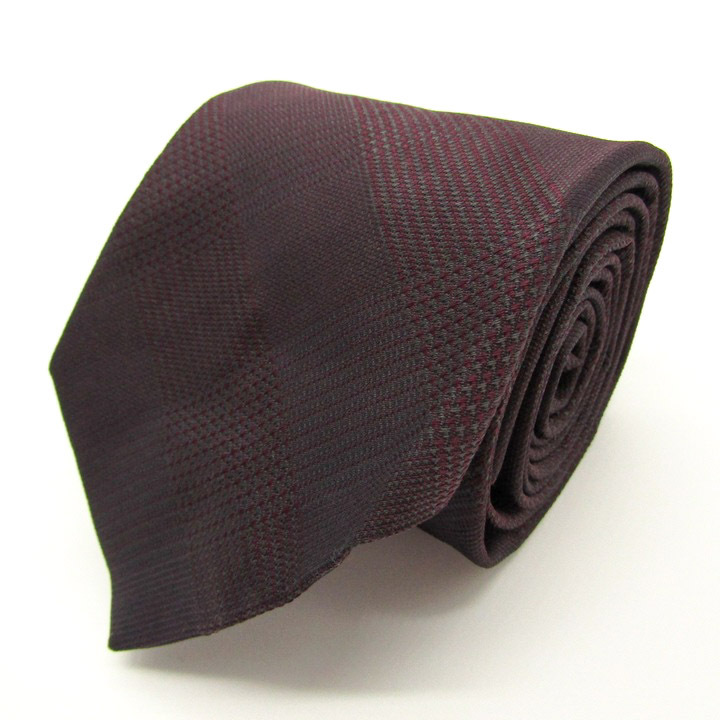 フランコミヌッチ ブランド ネクタイ トゥモローランド チェック柄 シルク イタリア製 PO メンズ ワインレッド Franco Minucci拍卖