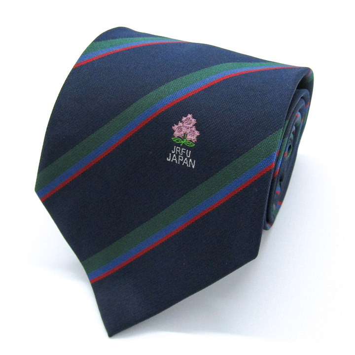 日本ラグビーフットボール協会 ブランド ネクタイ ストライプ 日本製 PO メンズ ネイビー JRFU Japan Rugby Fottboll Union拍卖