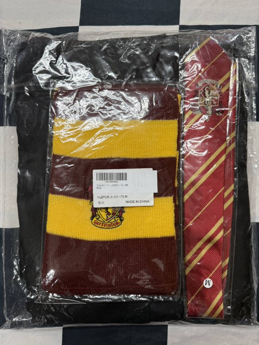 PoseonZes ハリーポッター グリフィンドールコスプレ3点セットMローブネクタイマフラー大人用170衣装魔法使い男女兼用仮装USJイベント撮影拍卖