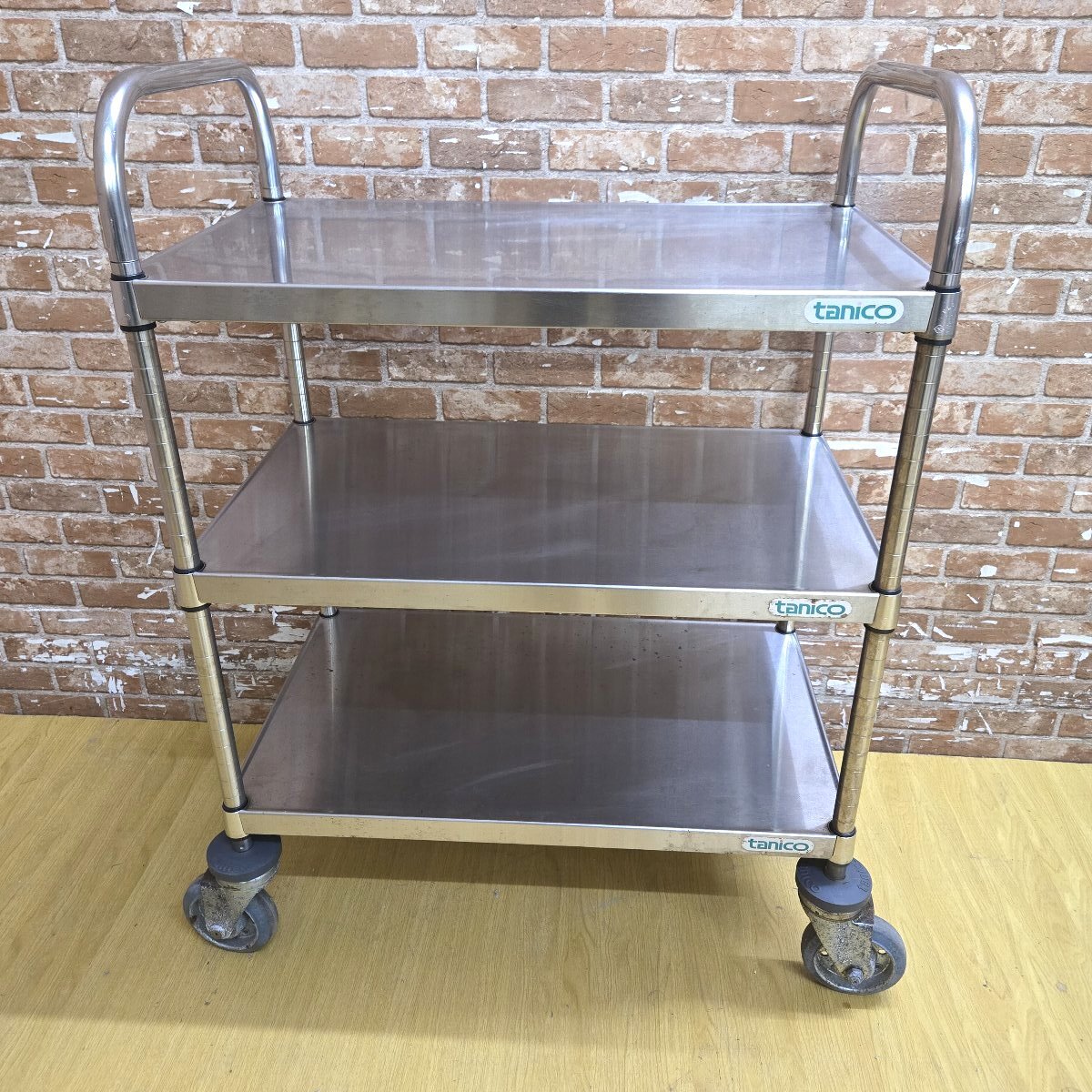 ★☆*5V114 tanico タニコー ステンレス ワゴン W810×D520×H1050 移動式ワゴン 配膳カート キャスター☆★拍卖