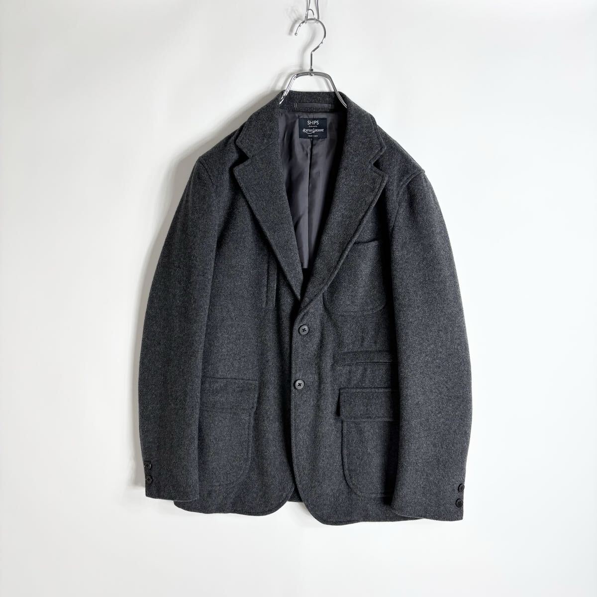 【美品】SHIPS × KAPTAIN SUNSHINE MELTON TRAVELLAR JKT 日本製 キャプテンサンシャイン メルトン トラベラー ジャケット グレー size M拍卖