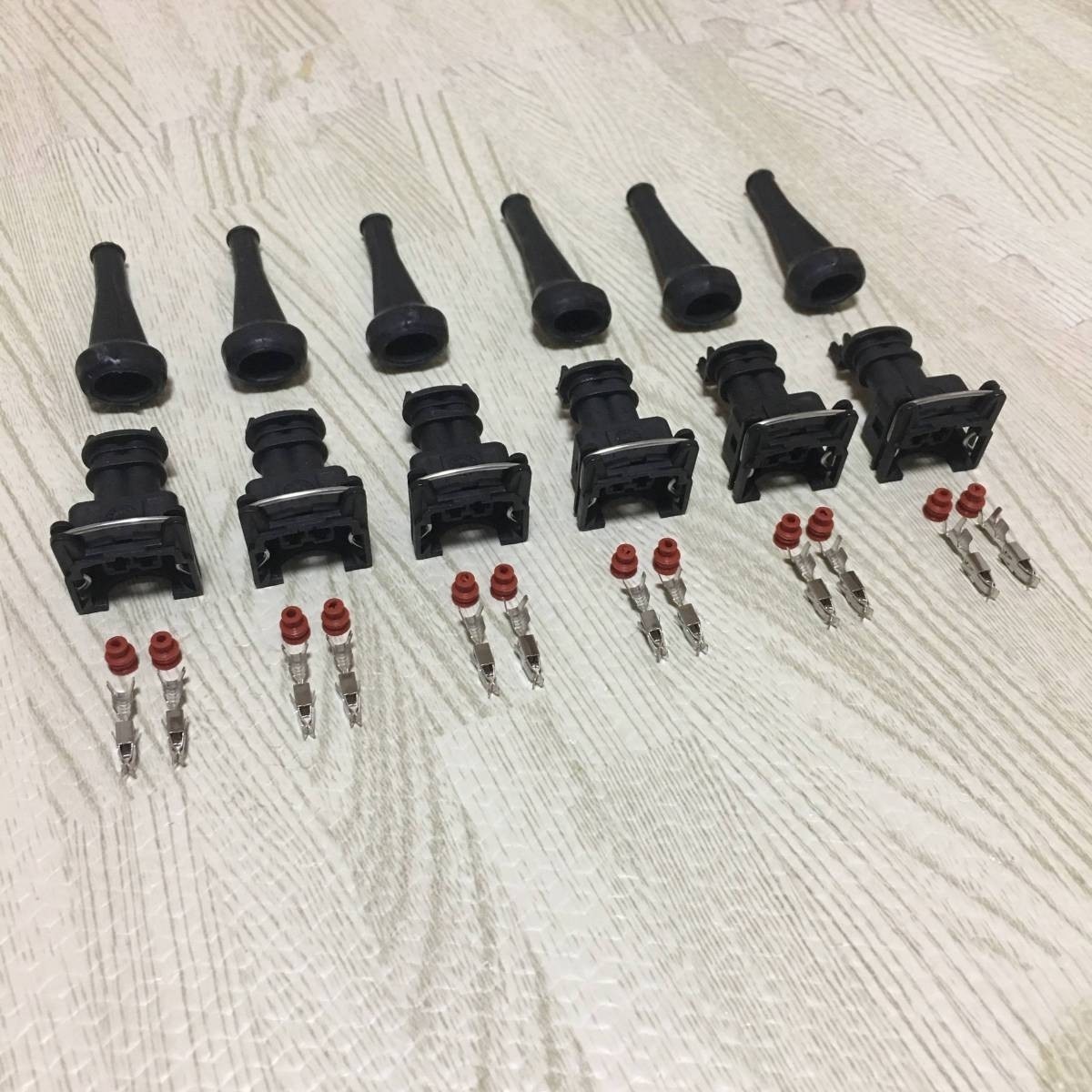 6個 DENSO インジェクター カプラー コネクター ワンタッチ EV1 AE86 4A-GE L20 L28 FJ20 CA18 RB26 RB20 RB25 4G63 B18 B16 デンソー 角型拍卖