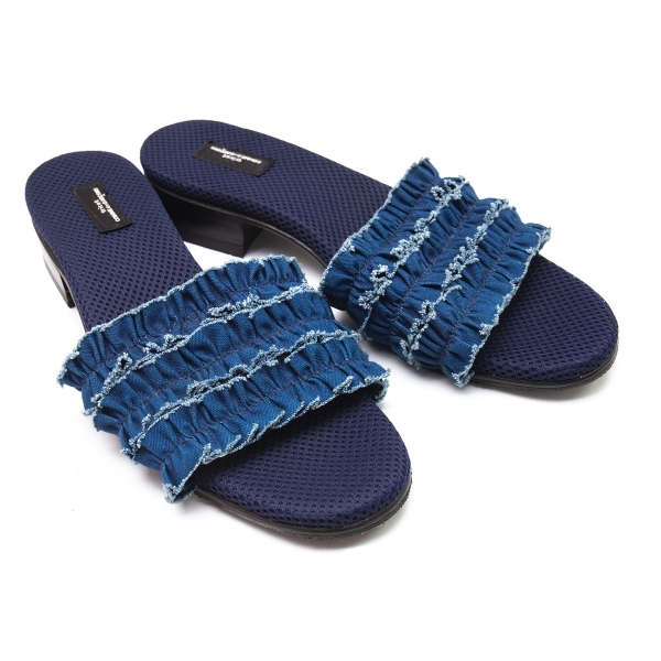 トリココムデギャルソンtricot COMME des GARCONS ギャザーストラップミュール 青24 【レディース】拍卖