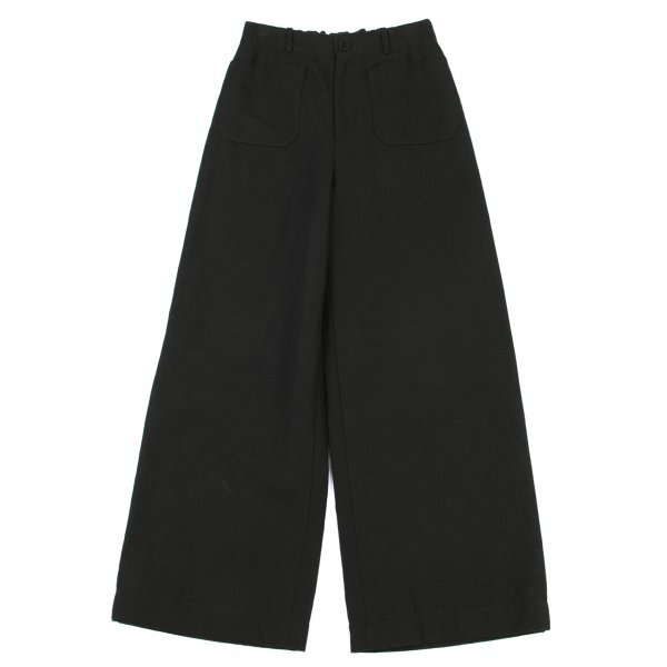 ギャルリーヴィーGALERIE VIE コットンリネンパッチポケットワイドストレートパンツ 黒32 【レディース】拍卖