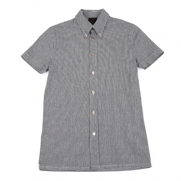 ジャンポールゴルチエ クラシック ギンガムチェック半袖ボタンダウンシャツ 黒白48 【メンズ】拍卖