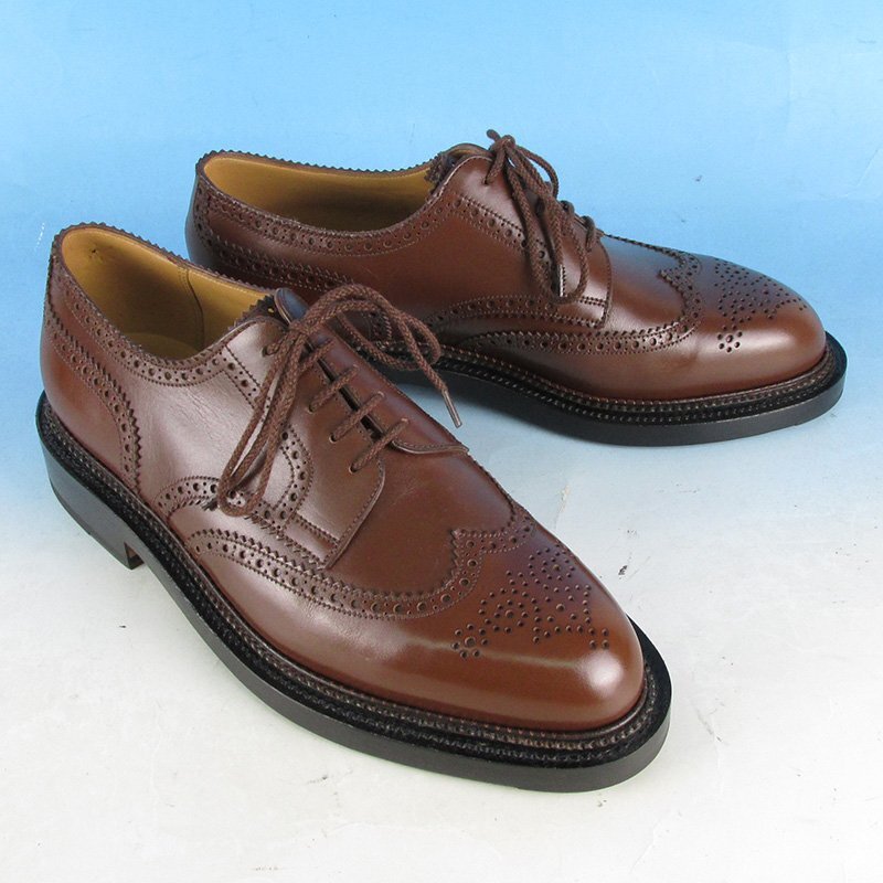 LYF16942 J.M.WESTON ジェイエムウエストン #590 トリプルソール ダービー ウィングチップ シューズ タンブラウン 7D 未使用拍卖