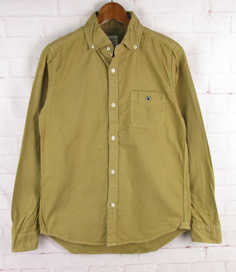 LAS9154 BARNS OUTFITTERS バーンズアウトフィッターズ ボタンダウン シャツ カーキ系 0拍卖