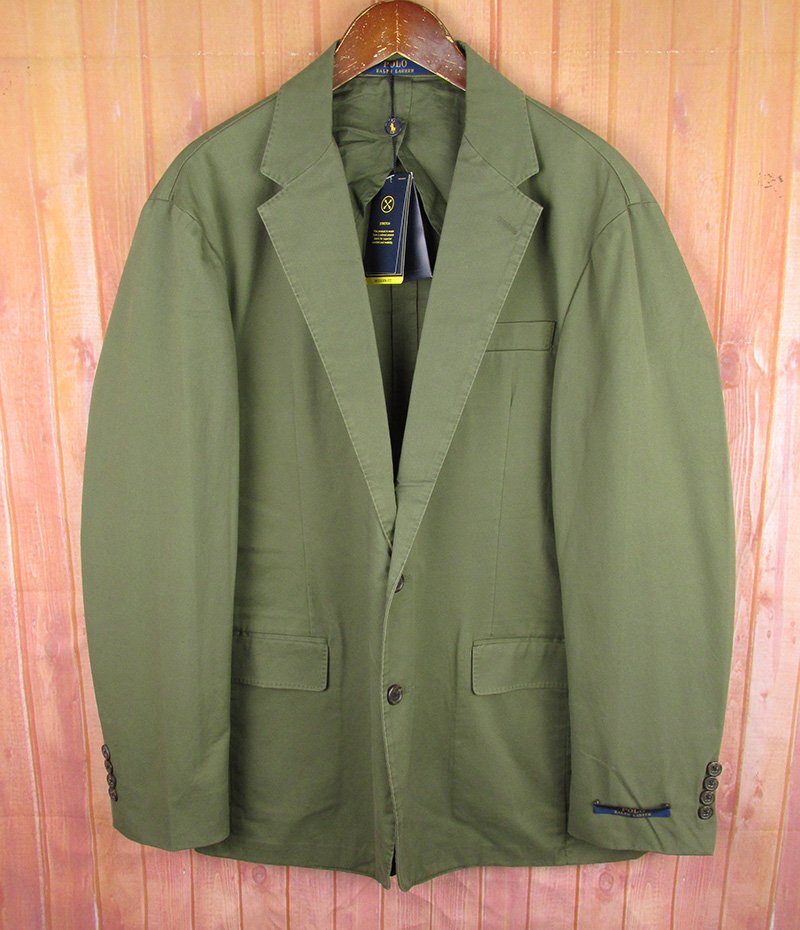 LAJ27585 POLO RALPH LAUREN ポロ ラルフローレン ストレッチ チノ スーツ 2つボタン テーラードジャケット カーキ 44R 未使用拍卖