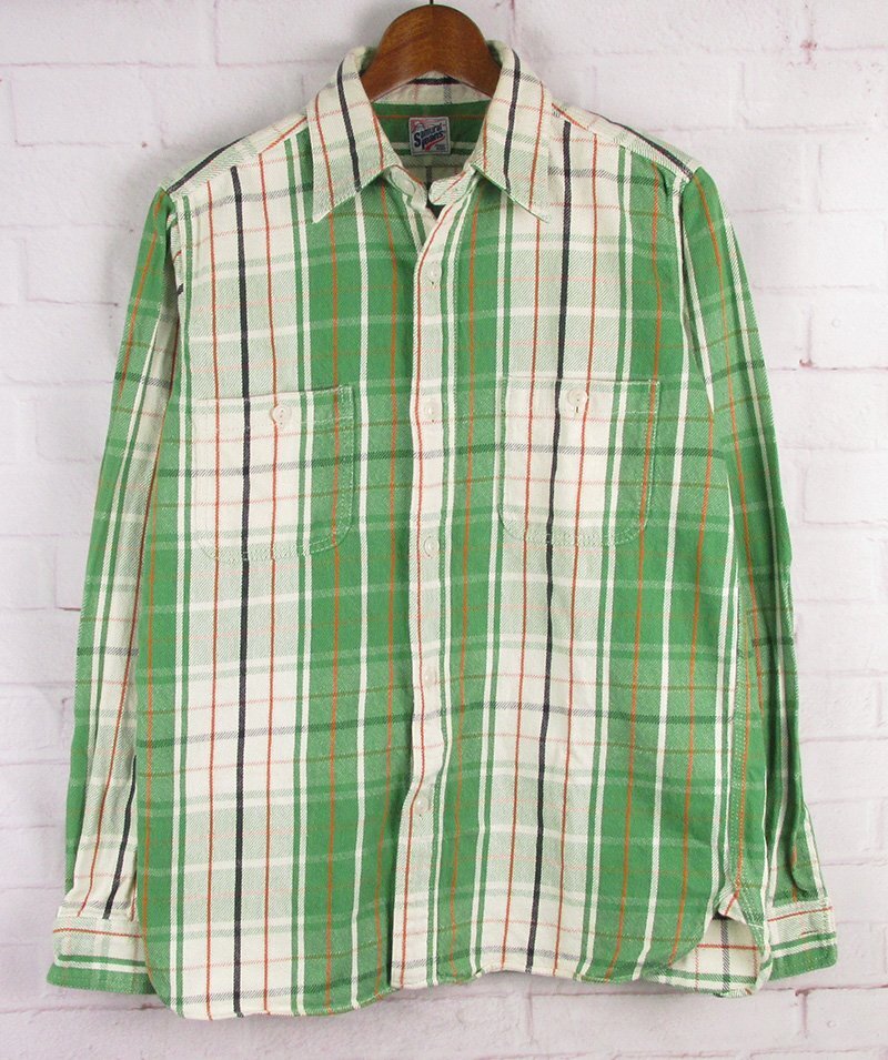 LAS9146 SAMURAI JEANS サムライジーンズ チェック ネルシャツ SNL-01 グリーン系×オレンジ系×ホワイト系 M拍卖