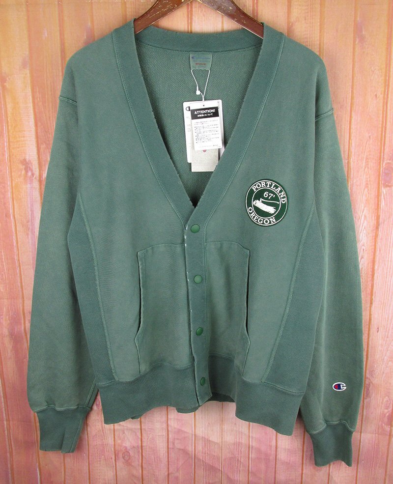 LAJ27609 Champion チャンピオン REVERSE WEAVE リバースウィーブ カーディガン C3-Z014 ダメージ加工 モスグリーン MEDIUM 未使用拍卖