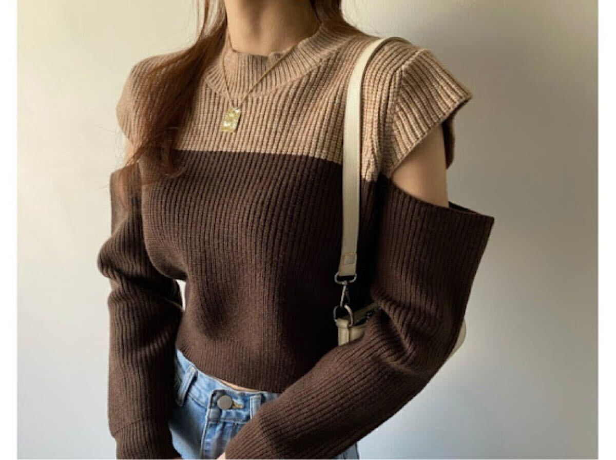 【新品】 冬 あったかニット マストハブトレンドニット ディテール ブラウン ニット セーター FREE ブラウン拍卖