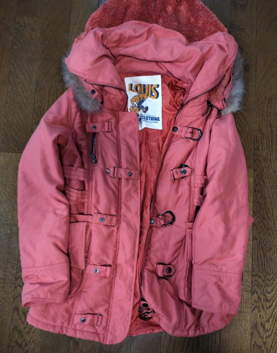 アメカジ 90s Louis Work Clothing レッド ダウンジャケット チャイニーズラクーンファー Mサイズ ビンテージ拍卖