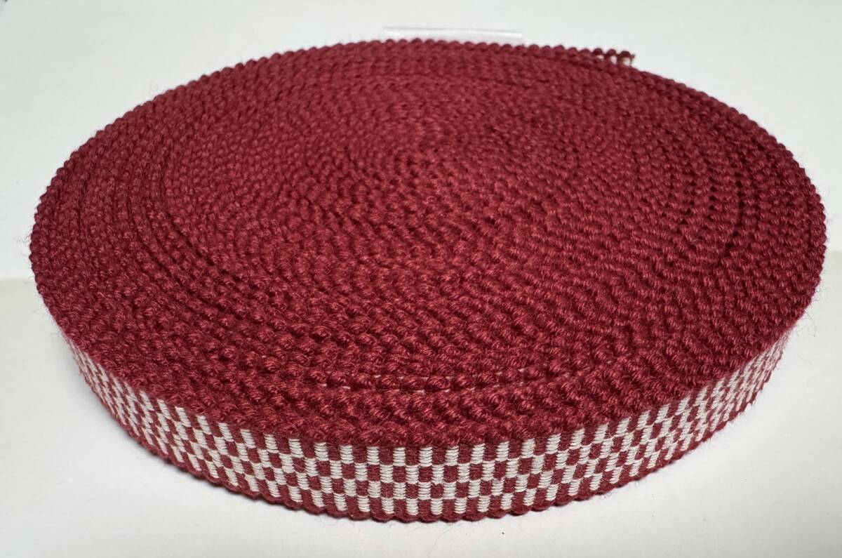 10m 真田紐 平紐 4分 12mm 濃赤 綿100% 日本製 / ハンドメイド 手芸 工芸 茶道具 帯締め 首輪などに拍卖