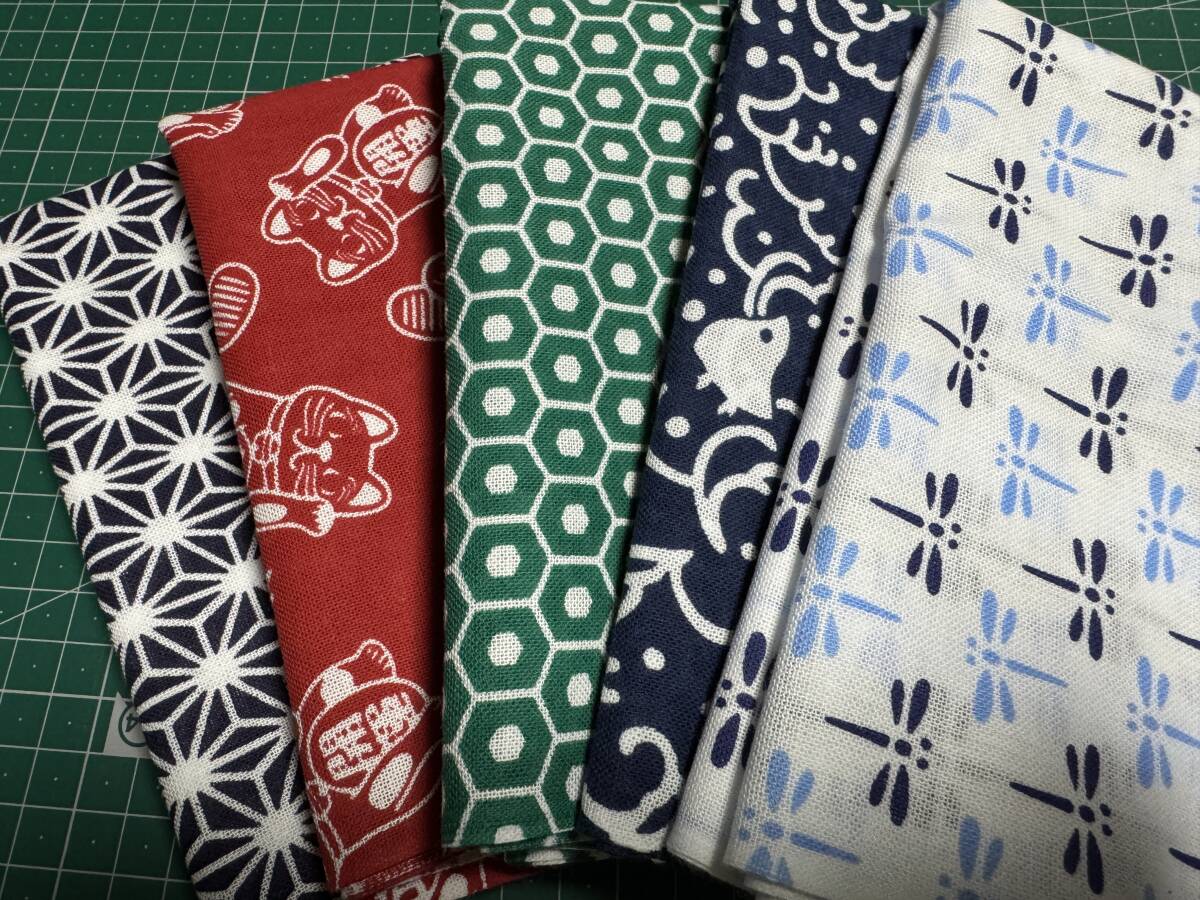 5枚 すぐに使える手ぬぐい 端処理済み / 日本製 綿100% / 小紋 和柄 / 手拭い ハンカチ / WAGARA TENUGUI ⑦拍卖