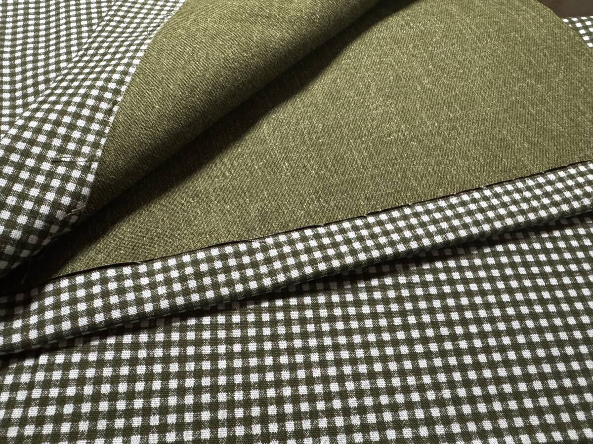 5m オックス リバーシブル 110×500cm 綿100% オリーブ / 生地 はぎれ 日本製 / リバーシブル チェック 格子拍卖