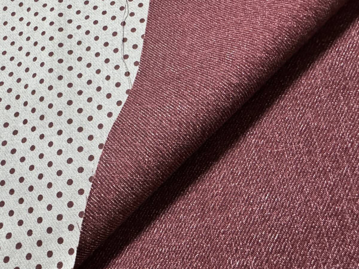 3m オックス リバーシブル 110×300cm 綿100% えんじ / 生地 はぎれ 日本製 / リバーシブル 水玉 ドット拍卖