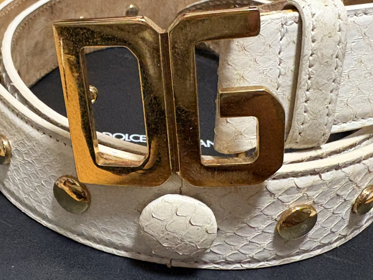 D&G ホワイト ベルト ドルチェ&ガッバーナ ゴールドロゴ DOLCE&GABBANA 箱付属拍卖