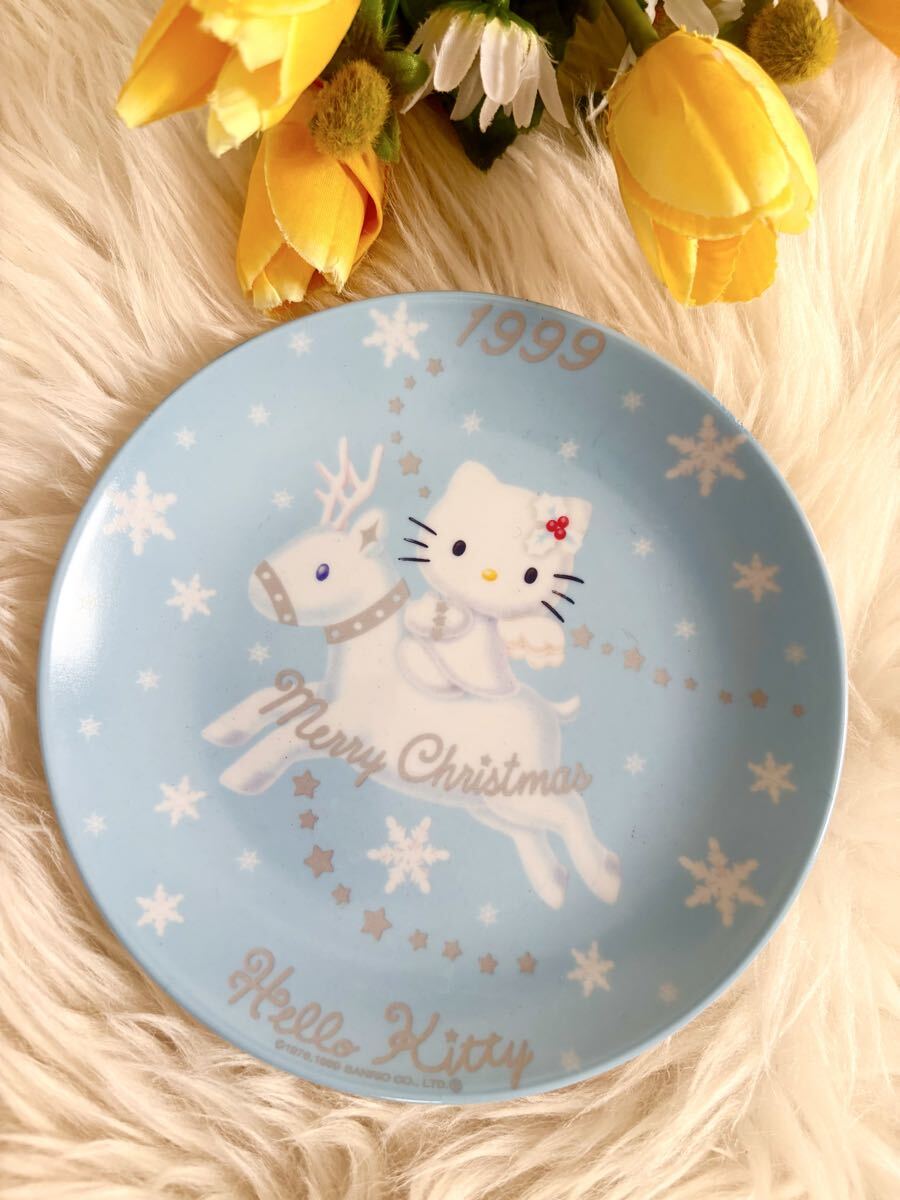 1999年 キティちゃん'クリスマスプレート'お皿'プレート''Hello kitty'陶器'食器'サンリオ'平成レトロ'ハナ'絵皿' 飾り皿 '拍卖