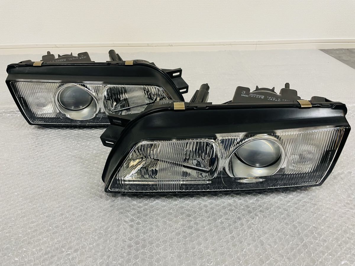 ★極上品 光軸調整OK★ スカイライン GTS-t 前期 2ドア 純正 プロジェクター ヘッドライト ヘッドランプ 左右セット GT-R BNR32拍卖