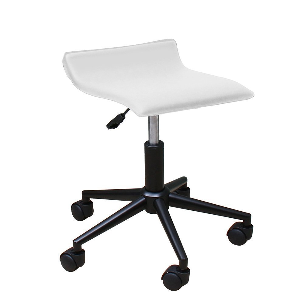 【新品】 デスクチェア キャスター付 黒脚タイプ WY-119C-BK ホワイト 家具 椅子拍卖