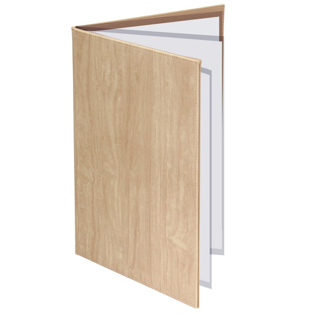 【新品】メニューブック ハードカバー 木目調 6ページ(3枚6面) A4 ナチュラル お品書き メニュー表拍卖