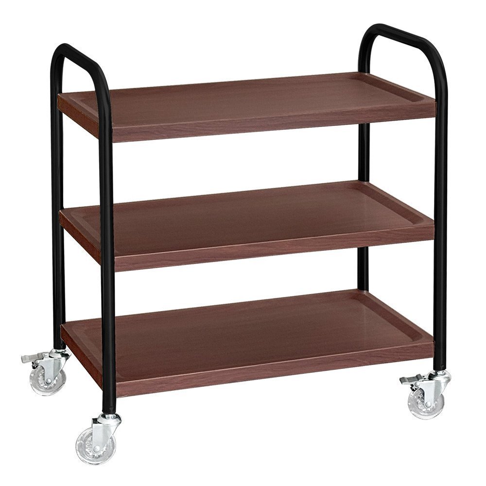 【新品】業務用 ステンレス キャスター付き キッチンワゴン クリアキャスター木目調 ダークブラウン 3段L 黒脚 PRO-L3W-CDB-BK拍卖