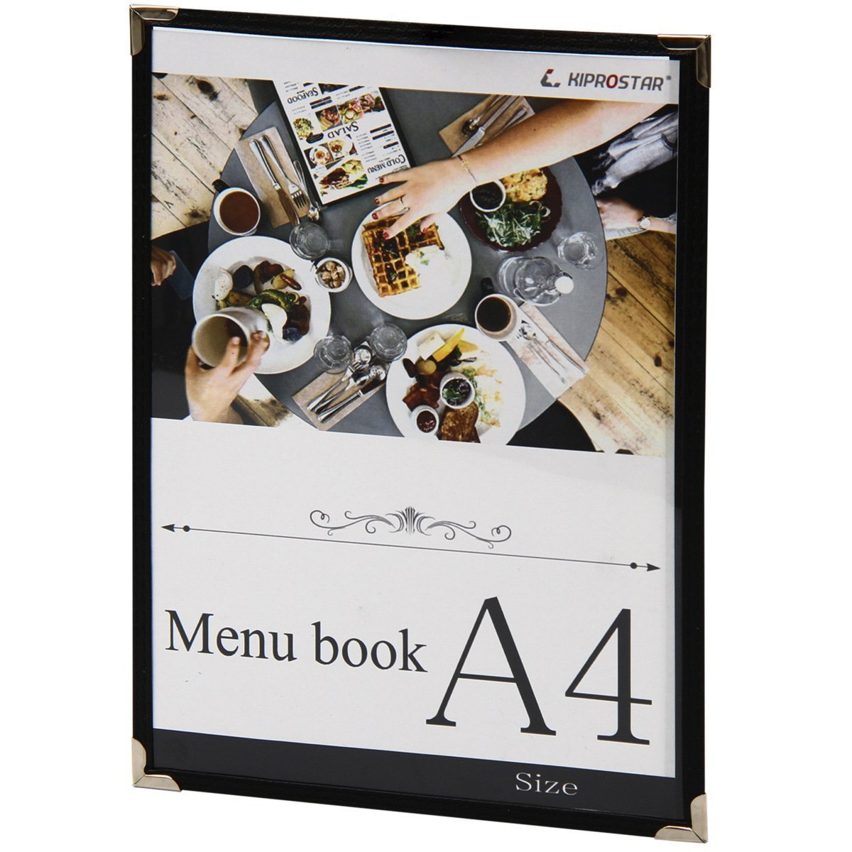 【新品】メニューブック 2ページ(1枚2面) A4対応 黒 横差しタイプ メニュー表 お品書き テーピング ファイル拍卖
