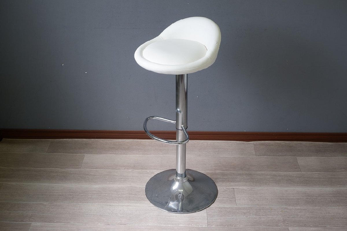 【中古特価/昇降確認済】250725002 昇降式 カウンターチェア メッキ脚 ホワイト 1脚 組立式 バーチェア かわいい おしゃれ WY-259拍卖