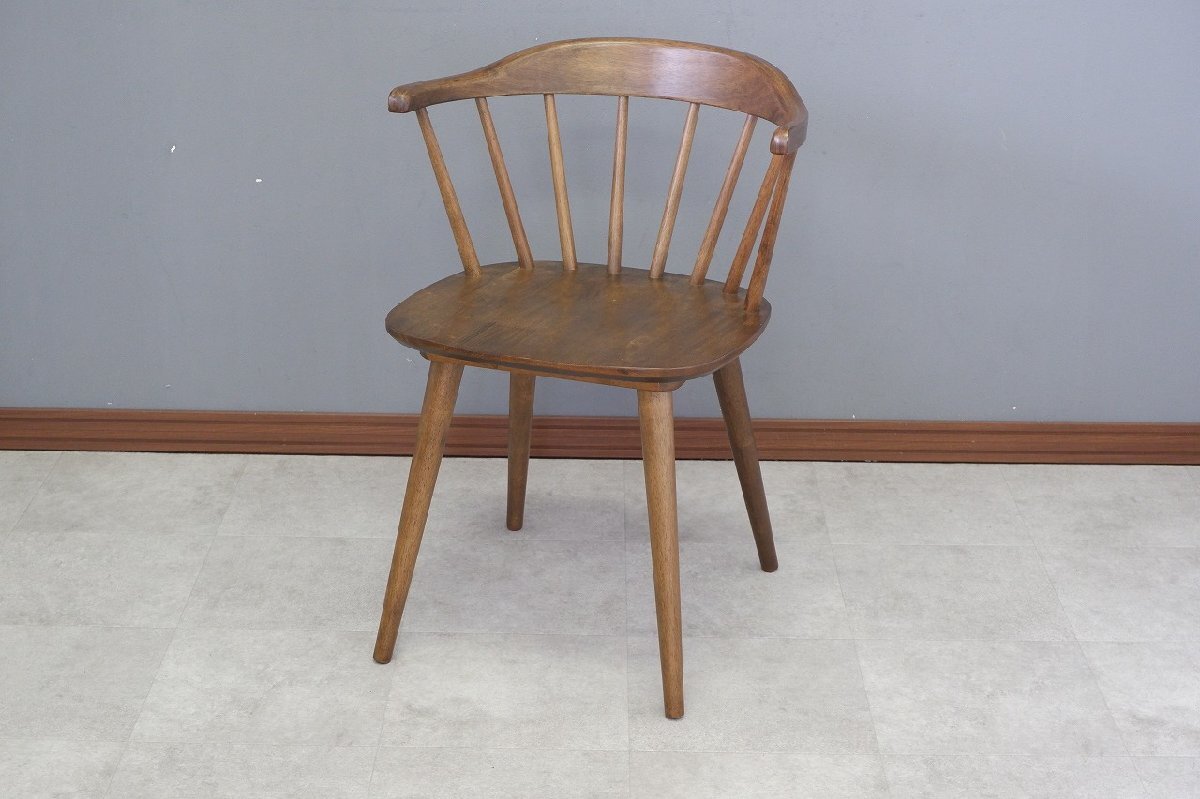 【中古/脚フェルト付】250725003 木製ダイニングチェア 組立式 ウィンザーチェア ダークブラウン 1脚 SC-603 おしゃれ 北欧 椅子 リビング拍卖