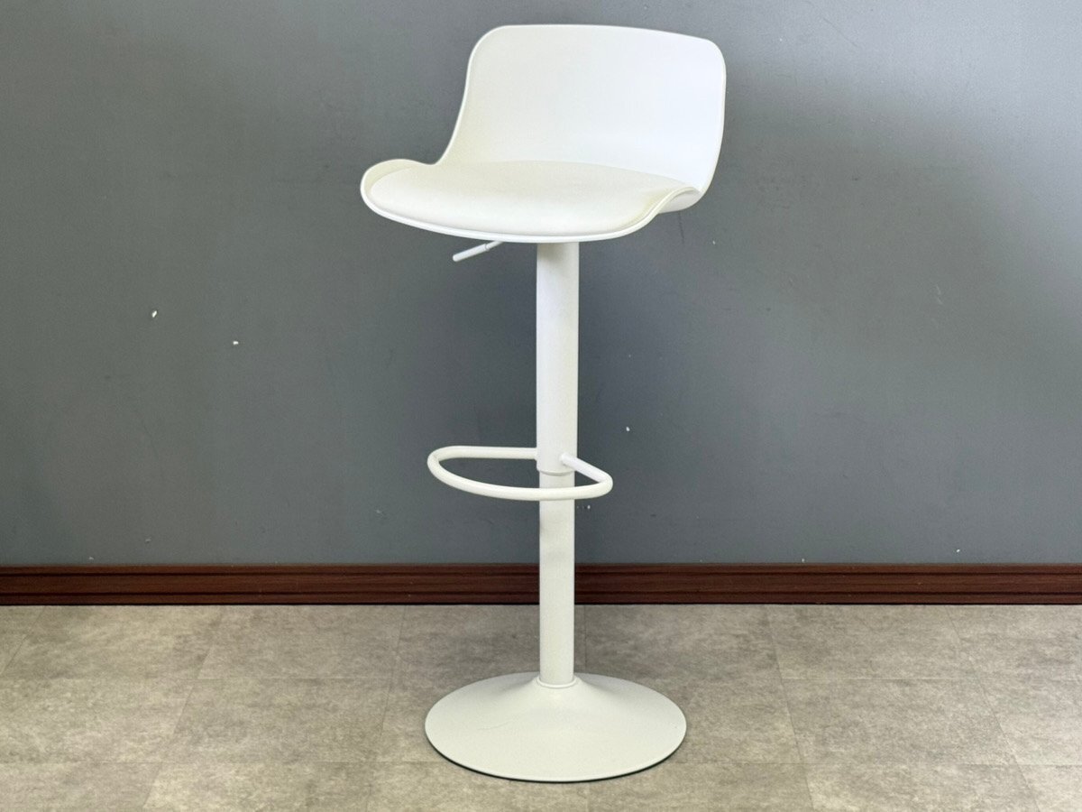 【倉庫保管品】250829001 昇降式 カウンターチェア 白座面 ホワイト 白脚 バーチェア おしゃれ 回転式 背もたれ付き 中古 ★一点物拍卖