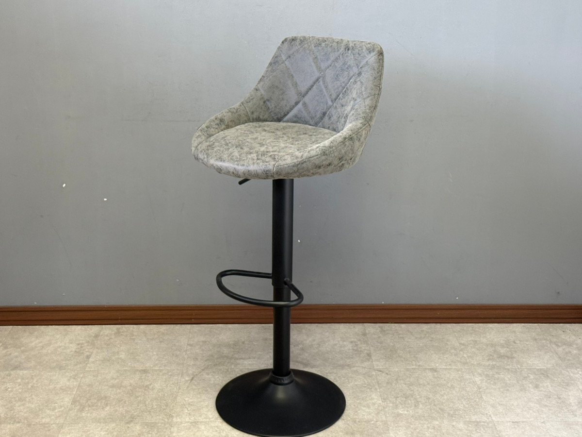 【中古/昇降確認済】251014002 昇降式カウンターチェア WY-523Q アンティークブラック 黒脚 1脚 バーチェア ハイチェア 回転式椅子 おしゃ拍卖