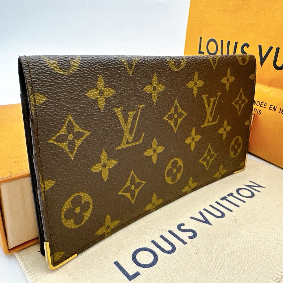 5891【上美品】LOUIS VUITTON ルイヴィトン モノグラム ポルトシェキエダブル 二つ折り財布 長財布 札入れ ウォレット M62223/823拍卖