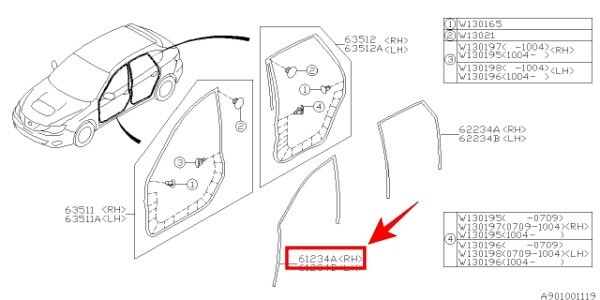 ★新品★ スバル純正 SUBARU インプレッサ G12 フロント ウインドウモール ウェザーストリップ 右側 RH 運転席拍卖
