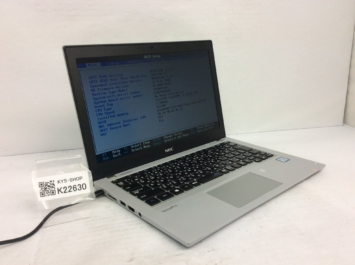 ジャンク/ NEC PC-VKM17BZG4 Intel Core i5-8350U メモリ8.19GB ストレージ無し 【K22630】拍卖