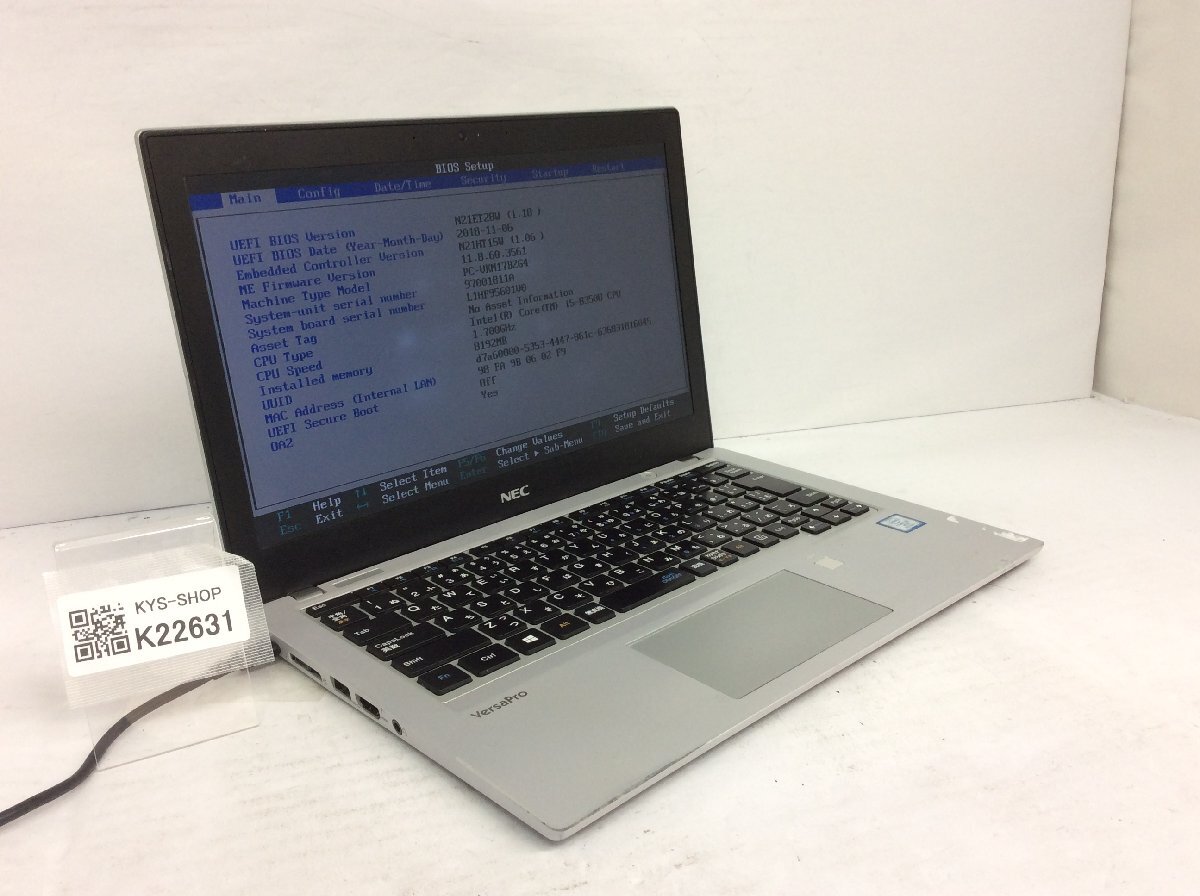 ジャンク/ NEC PC-VKM17BZG4 Intel Core i5-8350U メモリ8.19GB ストレージ無し 【K22631】拍卖
