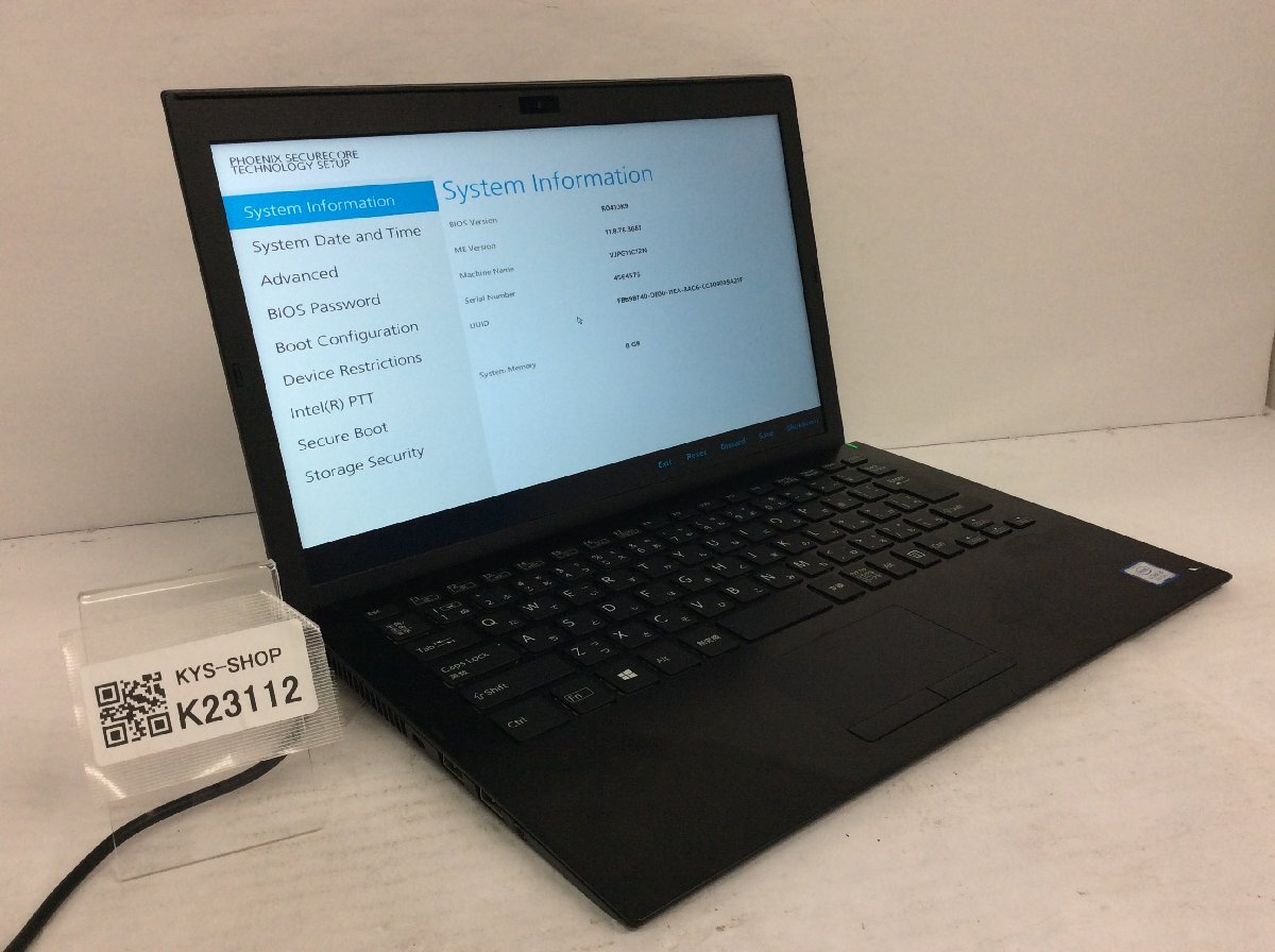 ジャンク/ VAIO VJPG11C12N Intel Core i5-8250U メモリ8.19GB ストレージ無し 【K23112】拍卖