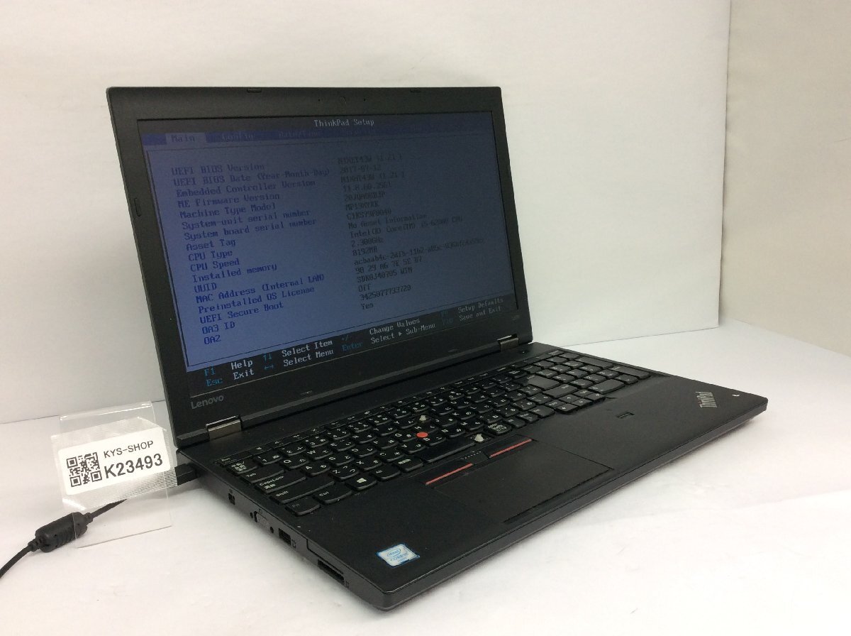 ジャンク/ LENOVO 20JQA00BJP ThinkPad L570 W10DG Intel Core i5-6200U メモリ8.19GB ストレージ無し 【K23493】拍卖