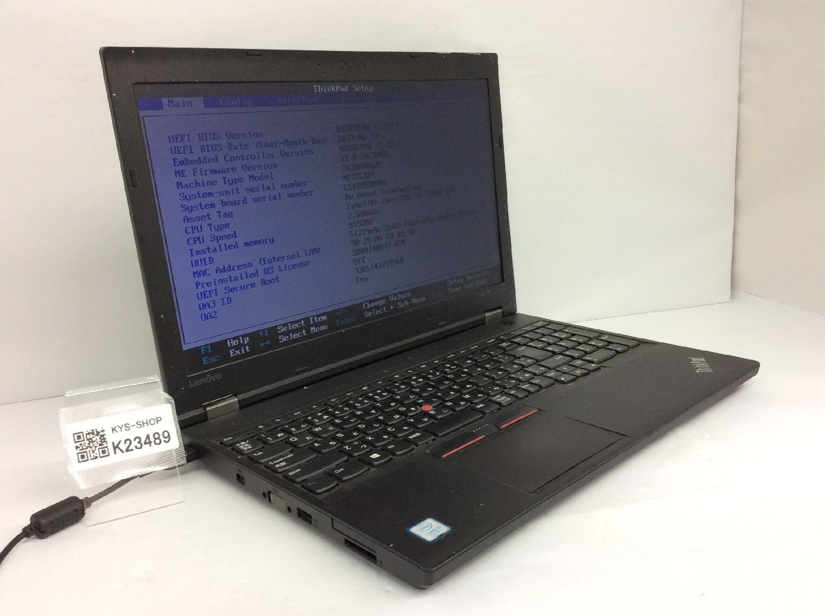 ジャンク/ LENOVO 20J8A00QJP ThinkPad L570 Intel Core i5-7200U メモリ8.19GB ストレージ無し 【K23489】拍卖