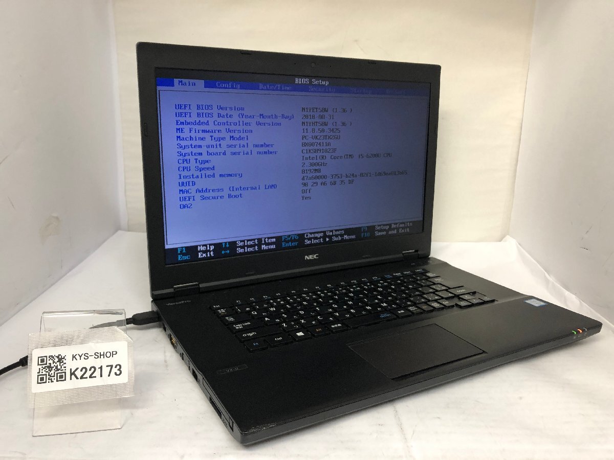 ジャンク/ NEC PC-VK23TXZGU Intel Core i5-6200U メモリ8.19GB ストレージ無し 【K22173】拍卖
